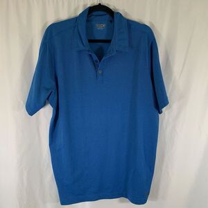 OGIO Golf Shirt Men's XL Solid Blue Short Sleeve 1/4 Button Cotton Blend